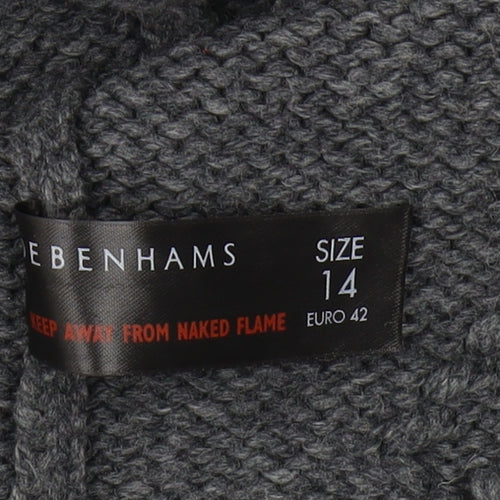 Debenhams Women's Grey Cardigan, Size 14, Round Neck