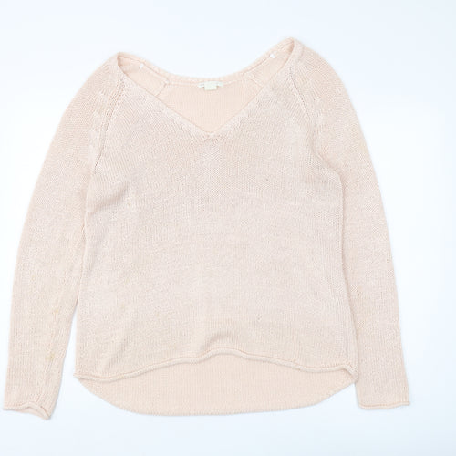 Basic Women's Beige V-Neck Pullover Jumper Size 12