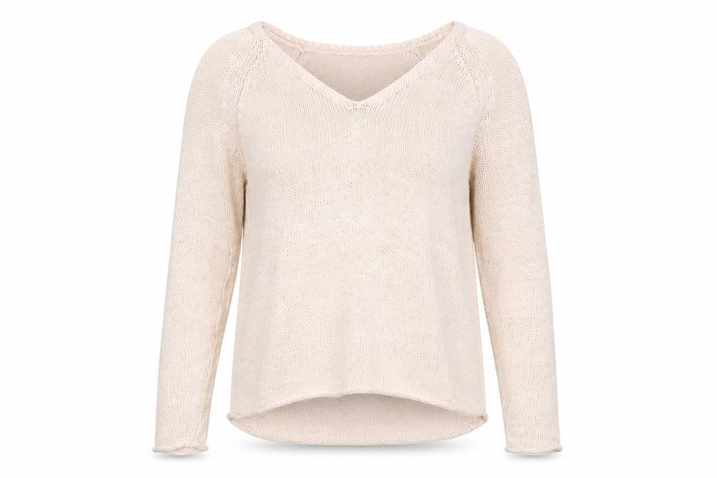 Front view of Basic Women's Beige V-Neck jumper, size 12
