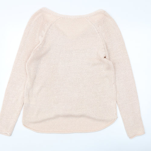 Basic Women's Beige V-Neck Pullover Jumper Size 12
