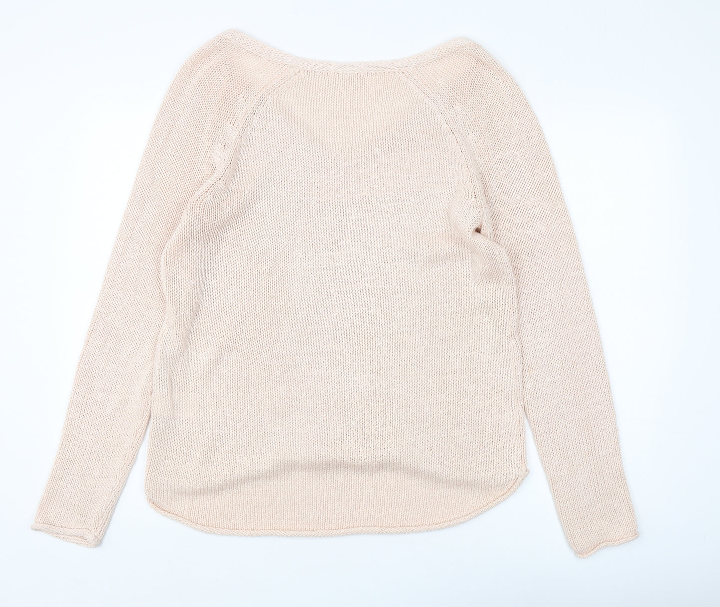 Basic Women's Beige V-Neck Pullover Jumper Size 12