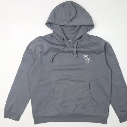 FCUK Men's Grey Pullover Hoodie, Size L, Logo Accent