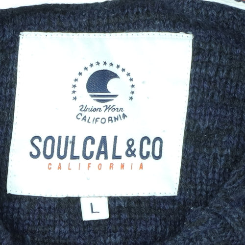 SoulCal & Co Men's Black L Hooded Henley Jumper