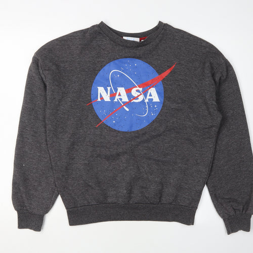 NASA Unisex Grey Logo Graphic Sweatshirt, Size 8, Pullover