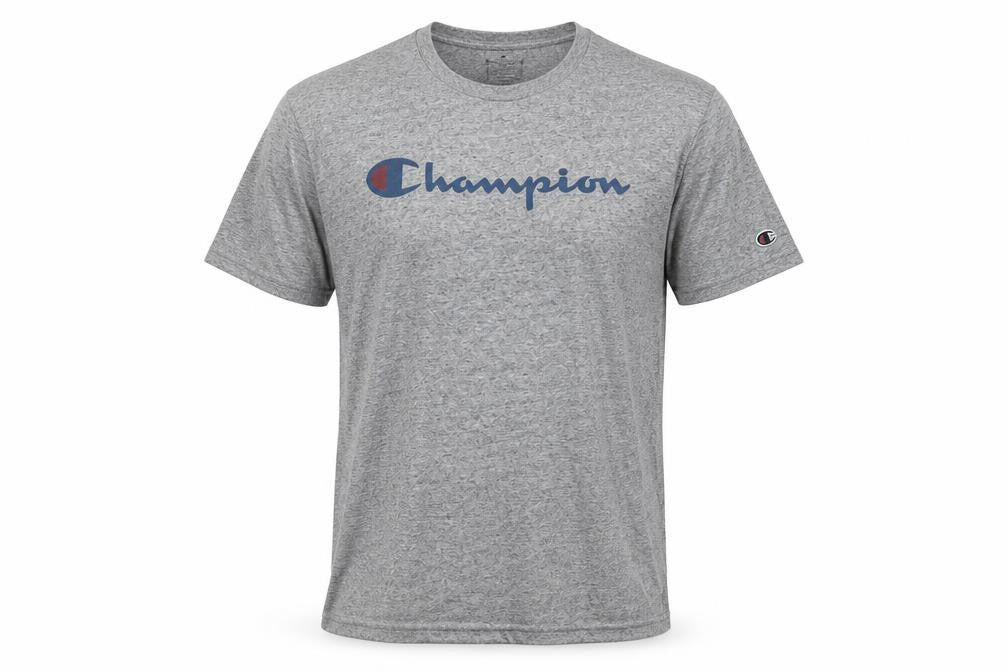 Front view of Champion Men's Grey Cotton T-Shirt