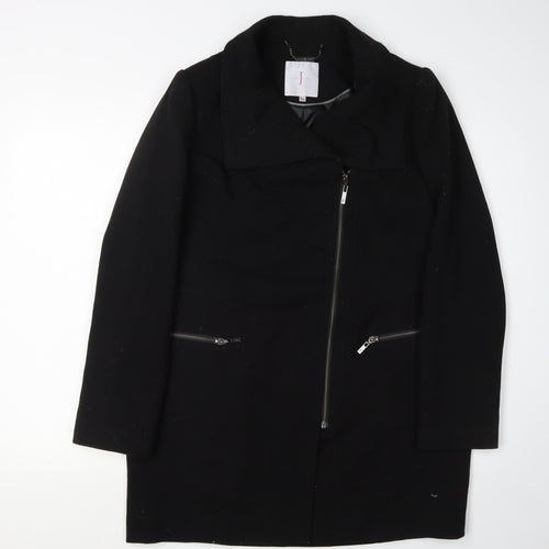 Jasper Conran Women's Black Coat Size 12 Slim Zip Mid-Length