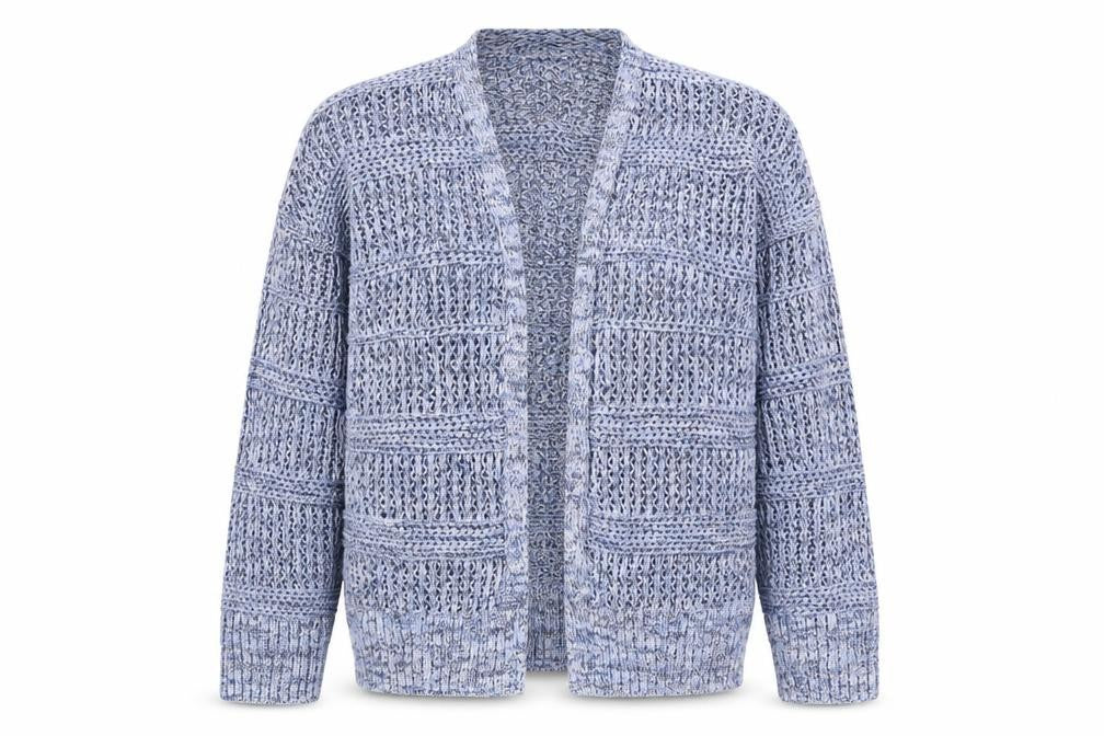 Front view of Gap Women's Blue Knit Open-Knit Cardigan M