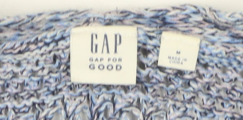 GAP Women's Blue Knit Open-Knit Cardigan M
