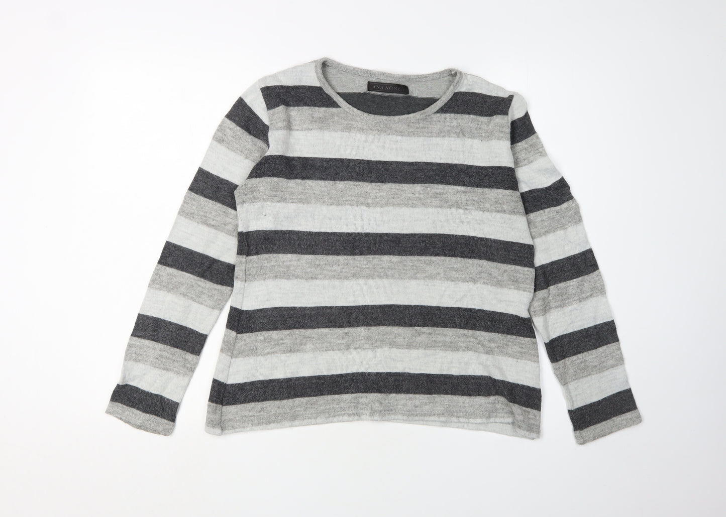 Ana Nonza Women's Grey Striped Pullover Jumper S