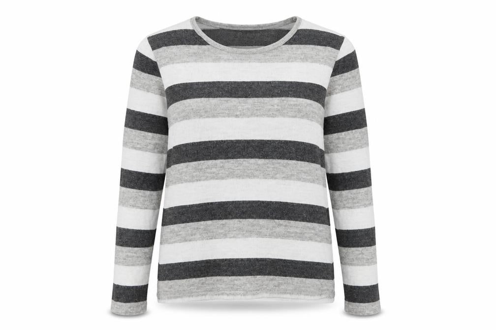Front view of Ana Nonza Women's Grey Striped jumper S