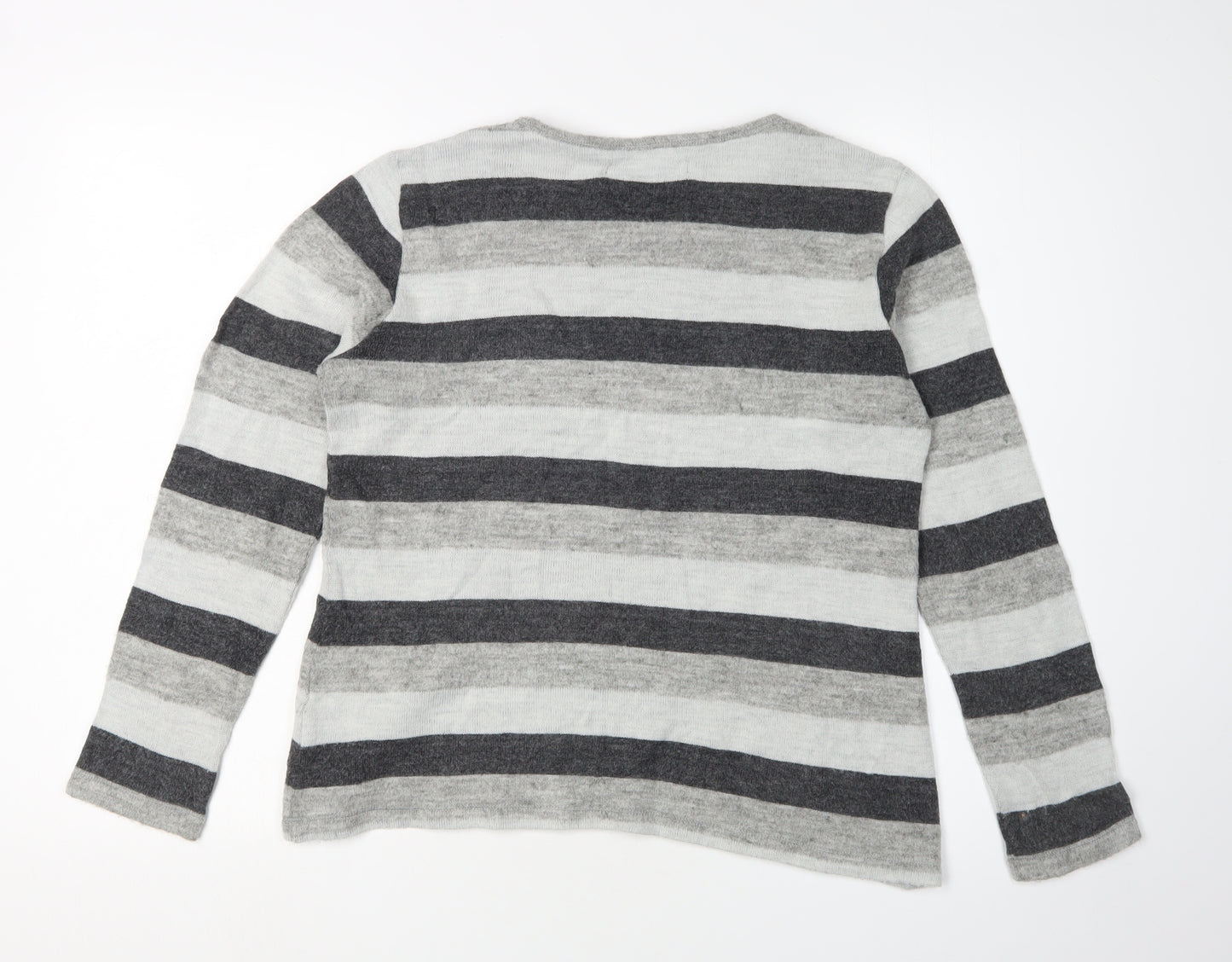 Ana Nonza Women's Grey Striped Pullover Jumper S