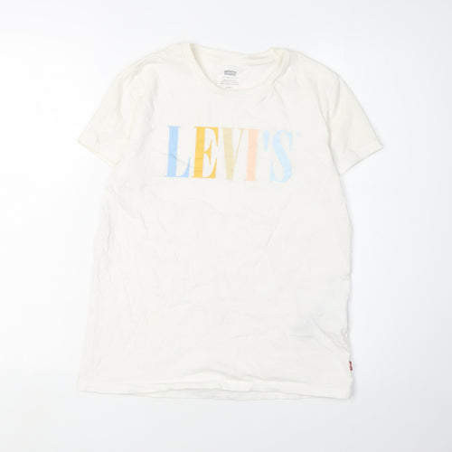 Levi's Women's White T-Shirt, Size S, Crew Neck, Casual