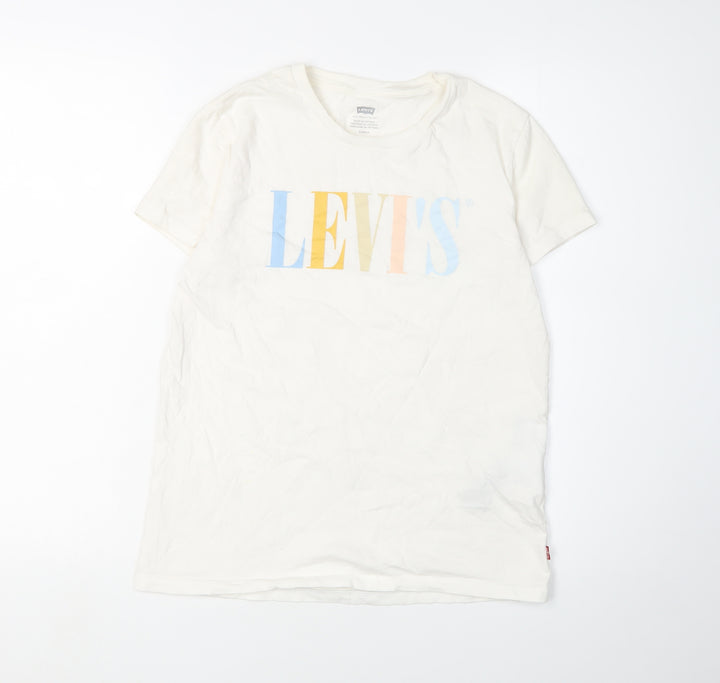 Levi's Women's White T-Shirt, Size S, Crew Neck, Casual