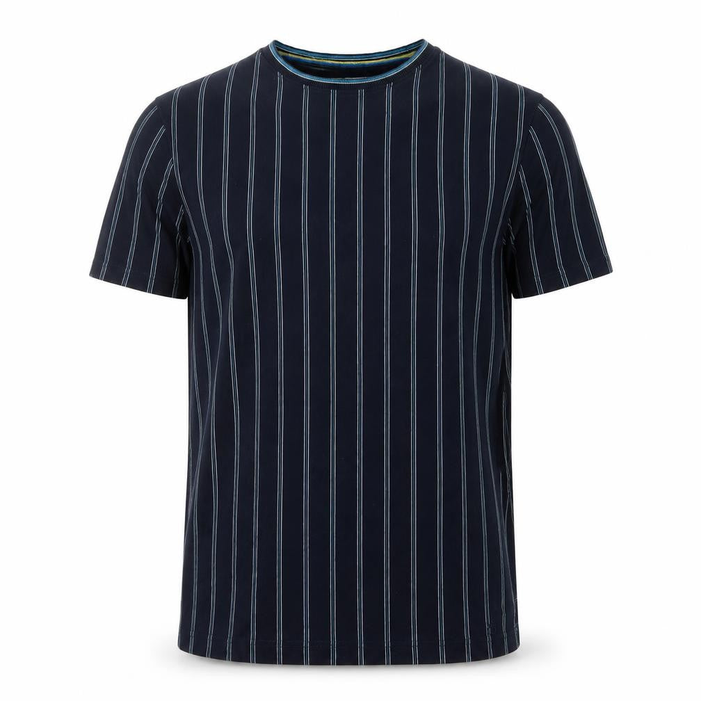 Front view of Larsson & Co Men's Black Small Striped T-Shirt