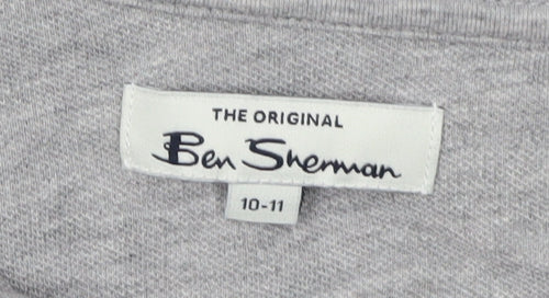 Ben Sherman Boys Grey Polo Long Sleeve 10-11 Years Logo Cotton