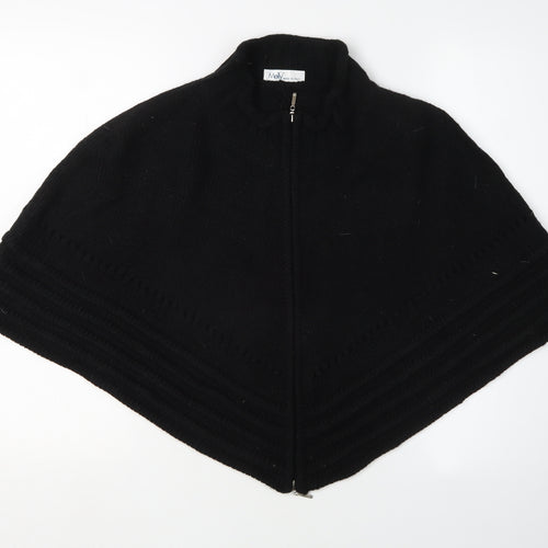 Meiv Women's Black Cape Knit Jumper, Size M, Full Zip