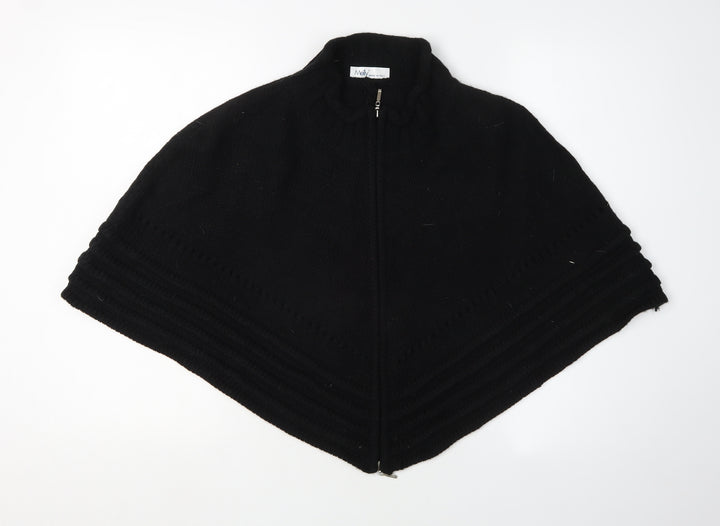 Meiv Women's Black Cape Knit Jumper, Size M, Full Zip