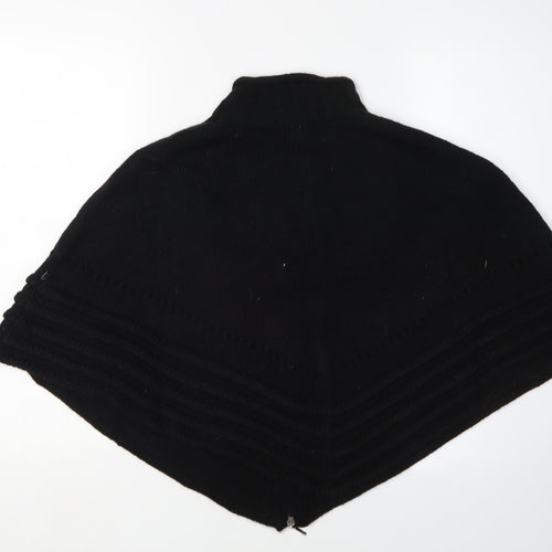 Meiv Women's Black Cape Knit Jumper, Size M, Full Zip