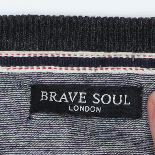 Brave Soul Men's Black Medium Pullover Jumper
