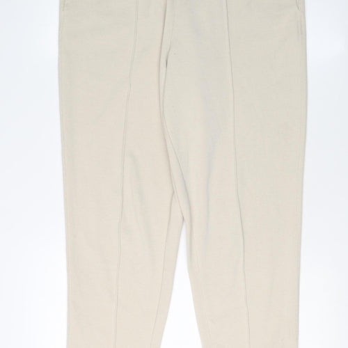 MNG Women's Beige Cropped Trousers, Size L