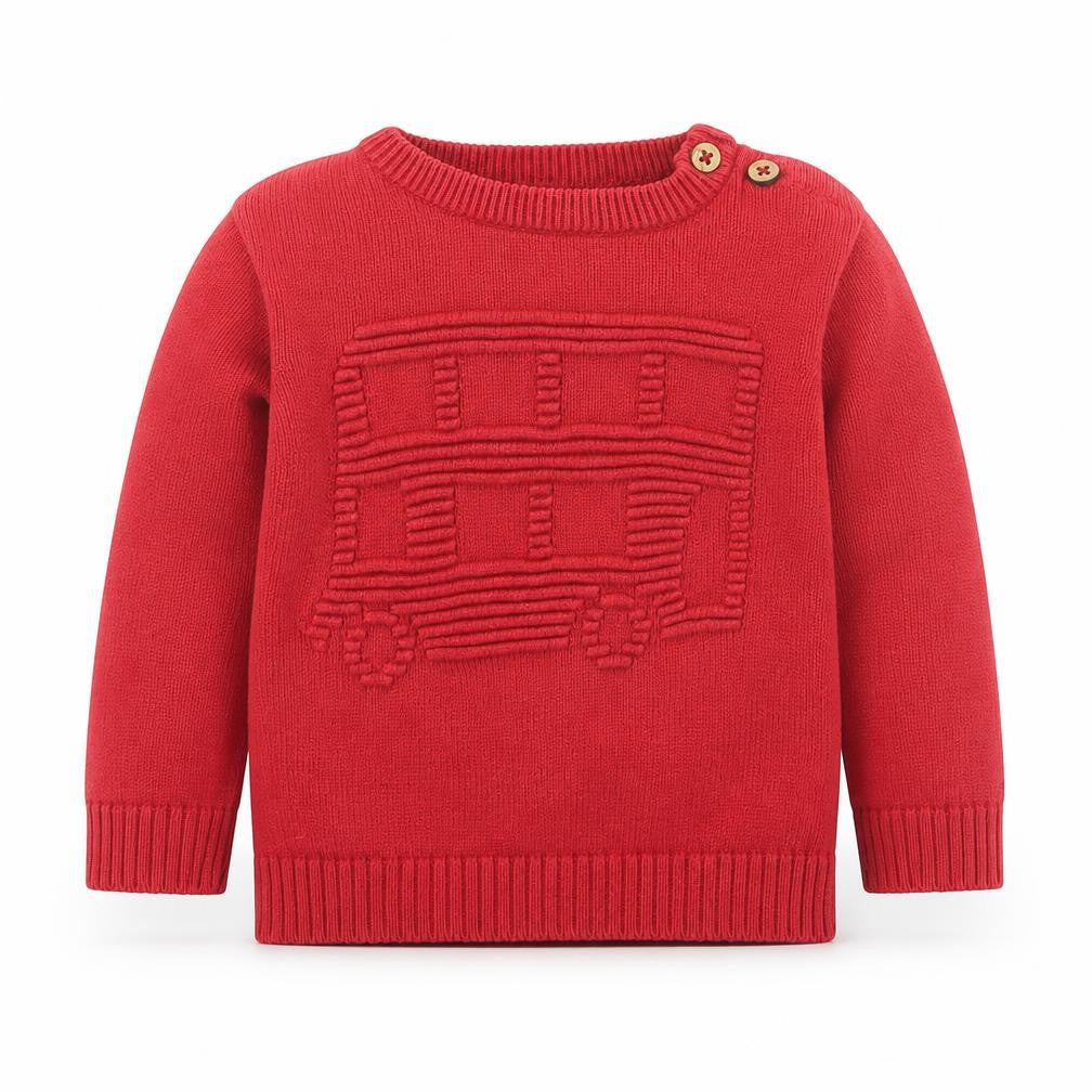 Front view of Kite girls’ red jumper, cotton, size 24, months