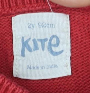 Kite Girls Red Pullover Jumper, Cotton, Size 24 Months
