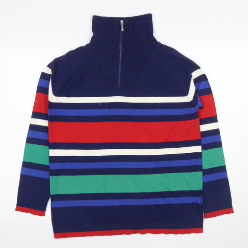 ISLE Women's Multicoloured Roll Neck Striped Full Zip Jumper - S