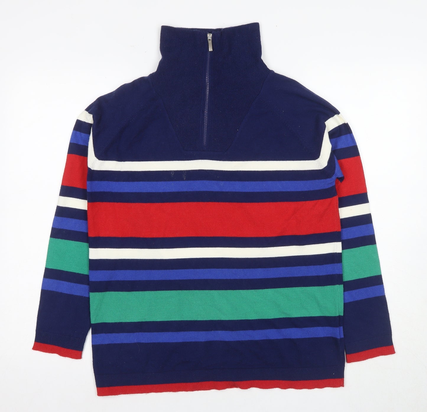 ISLE Women's Multicoloured Roll Neck Striped Full Zip Jumper - S