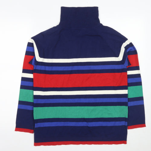 ISLE Women's Multicoloured Roll Neck Striped Full Zip Jumper - S