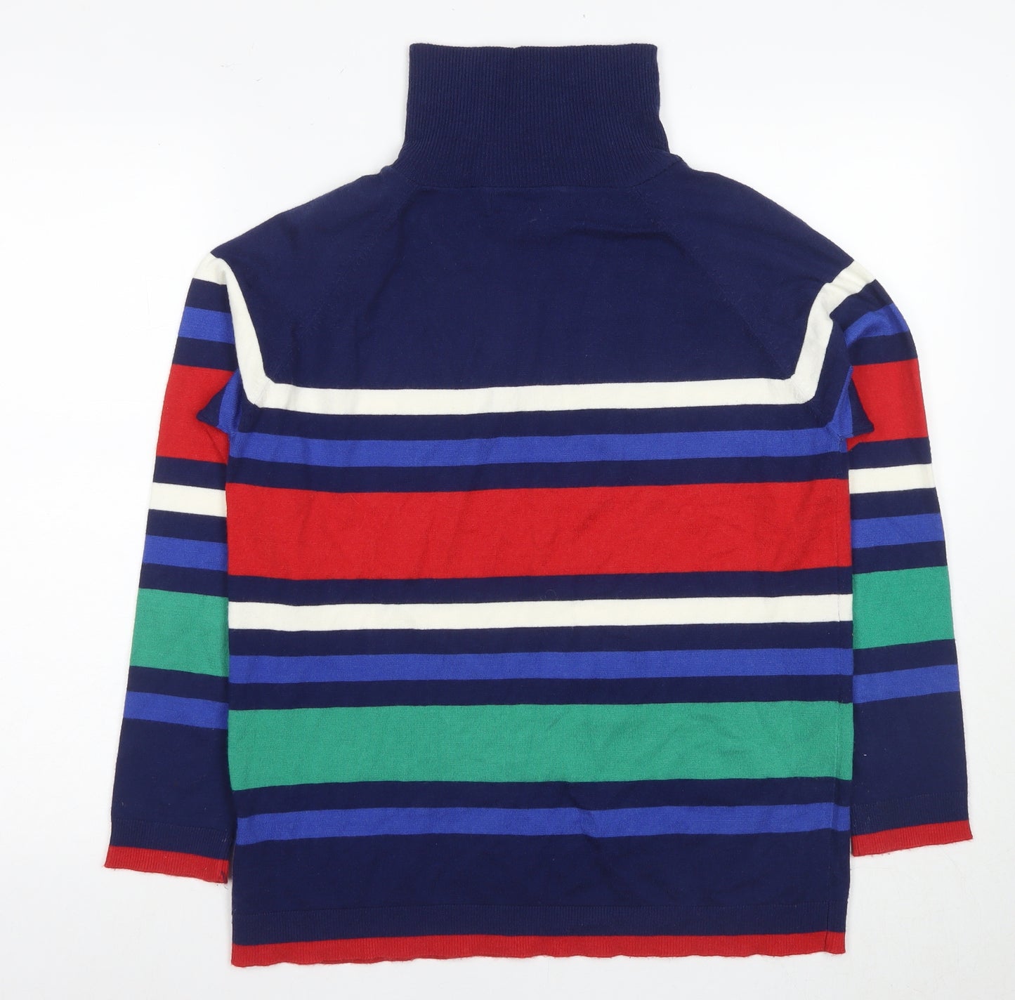 ISLE Women's Multicoloured Roll Neck Striped Full Zip Jumper - S