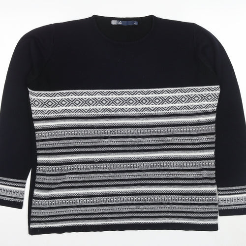 Isle Women's Black Pullover Jumper, Size L, Geometric