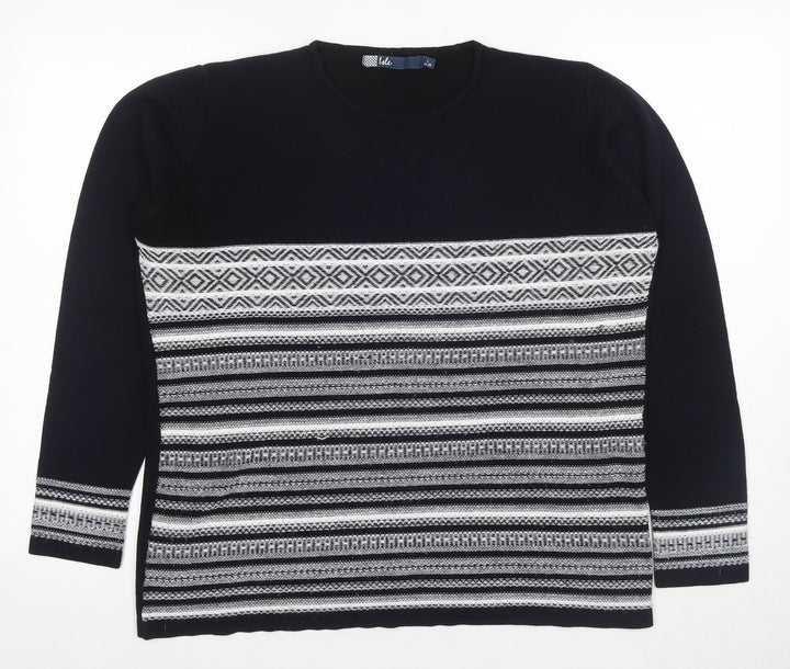 Isle Women's Black Pullover Jumper, Size L, Geometric