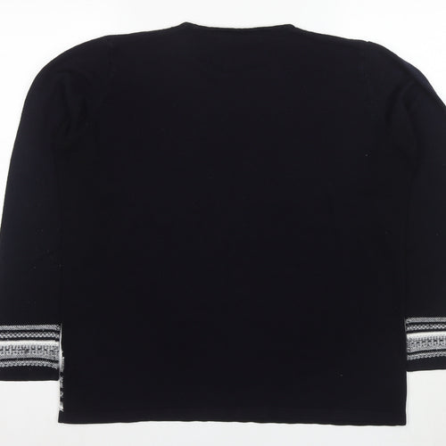 Isle Women's Black Pullover Jumper, Size L, Geometric