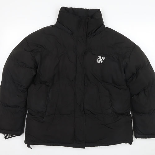SikSilk Women’s Black Puffer Jacket Size 12 Hooded Winter