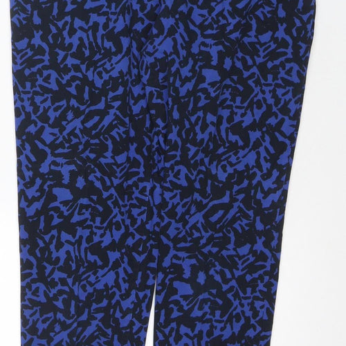 BHS Women's Blue Animal Print Straight Trousers Size 14