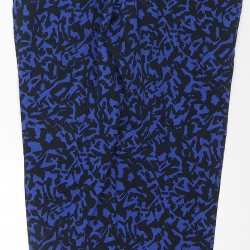 BHS Women's Blue Animal Print Straight Trousers Size 14