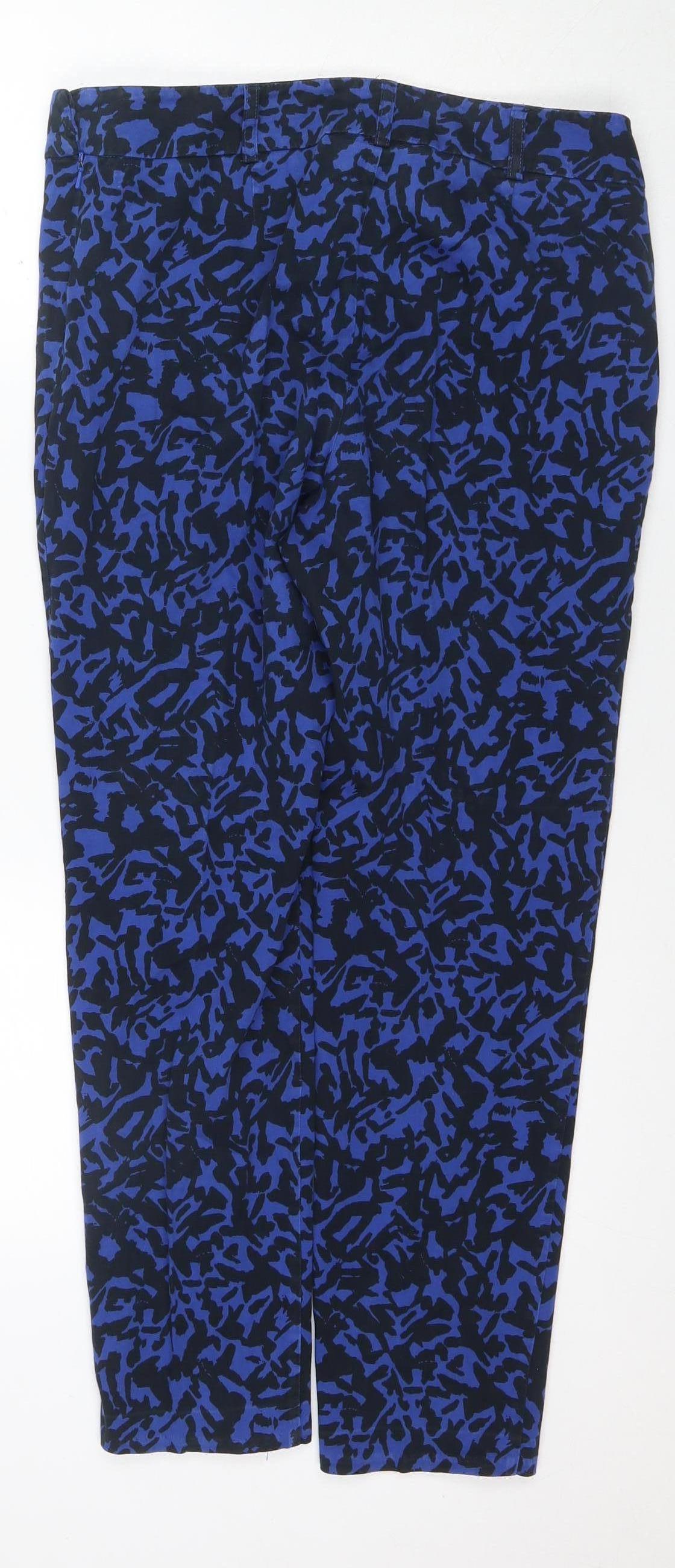 BHS Women's Blue Animal Print Straight Trousers Size 14