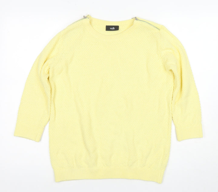 Wallis Women Yellow Regular Fit Crew Neck Pullover