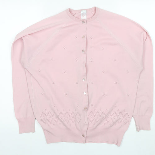 Littlewoods Women's Pink Cardigan, Size 14, Geometric Knit