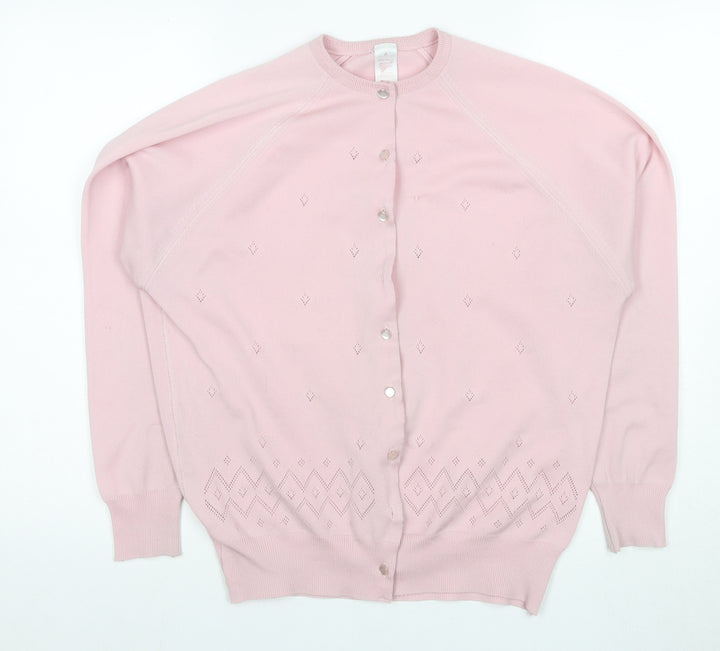 Littlewoods Women's Pink Cardigan, Size 14, Geometric Knit