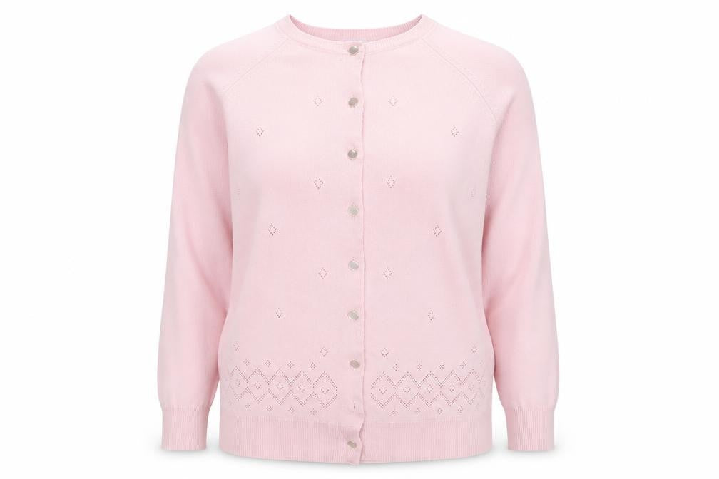 Littlewoods Women's Pink Cardigan, Size 14, Geometric Knit
