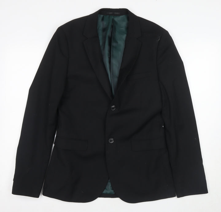 Topman Men's Black Slim Blazer, Size 38, Formal Wear