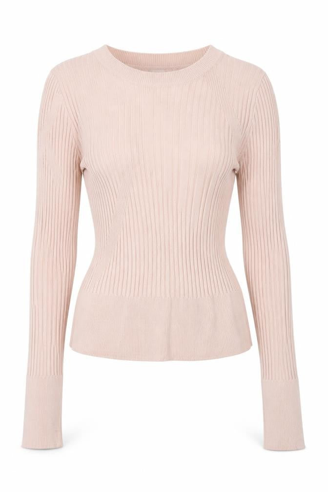 Front view of Topshop Women's Beige Knit Top UK, size 6