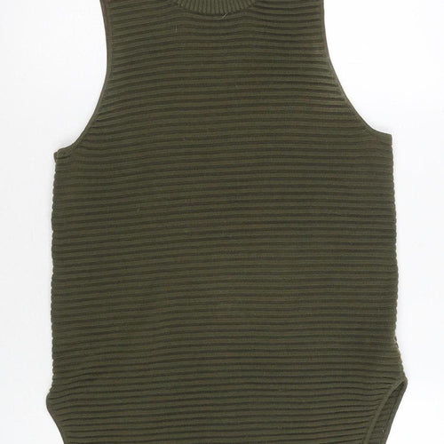 Topshop Women's Green Knit Vest Jumper Size 8
