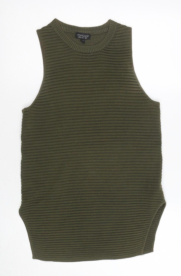 Topshop Women's Green Knit Vest Jumper Size 8
