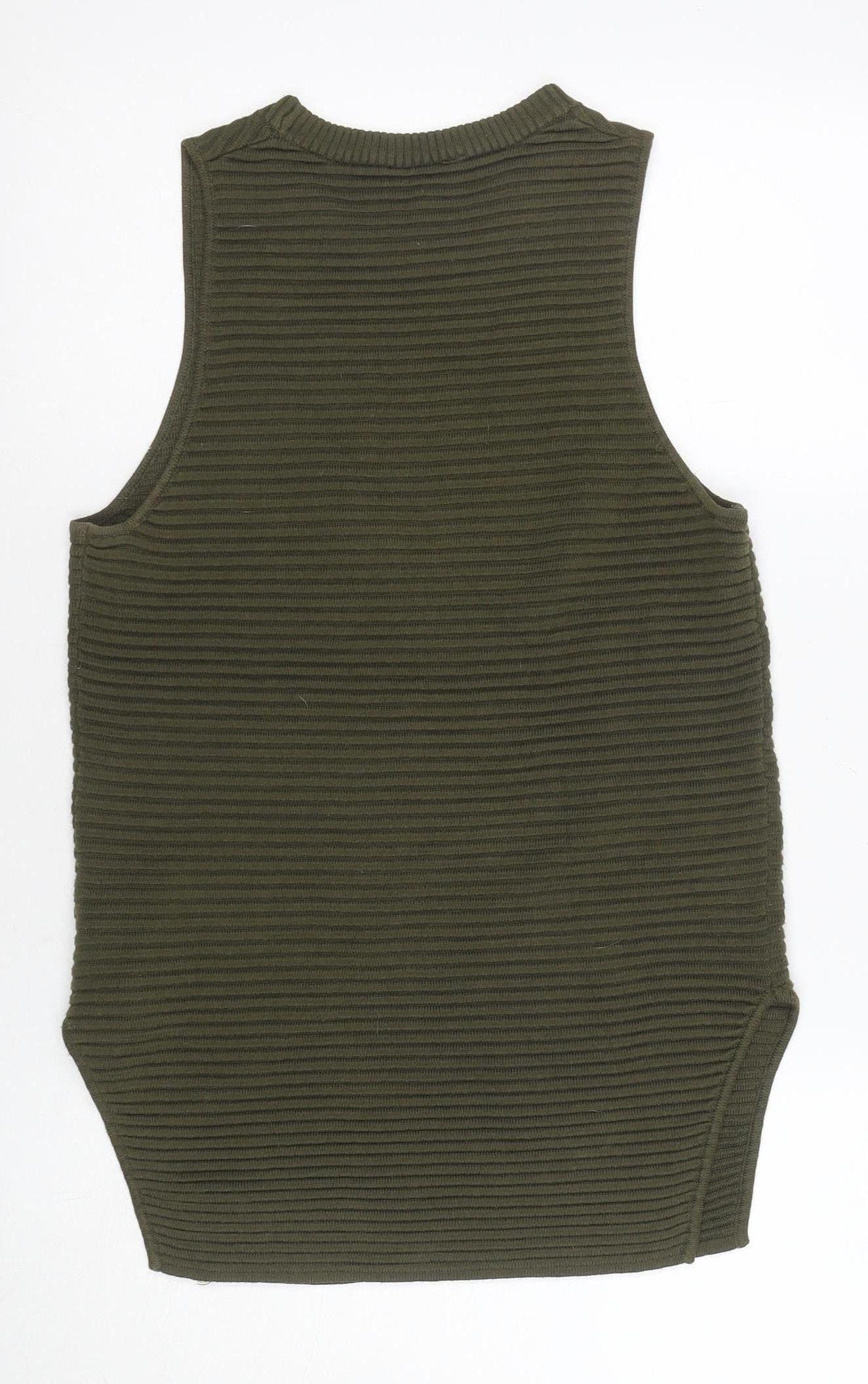 Topshop Women's Green Knit Vest Jumper Size 8