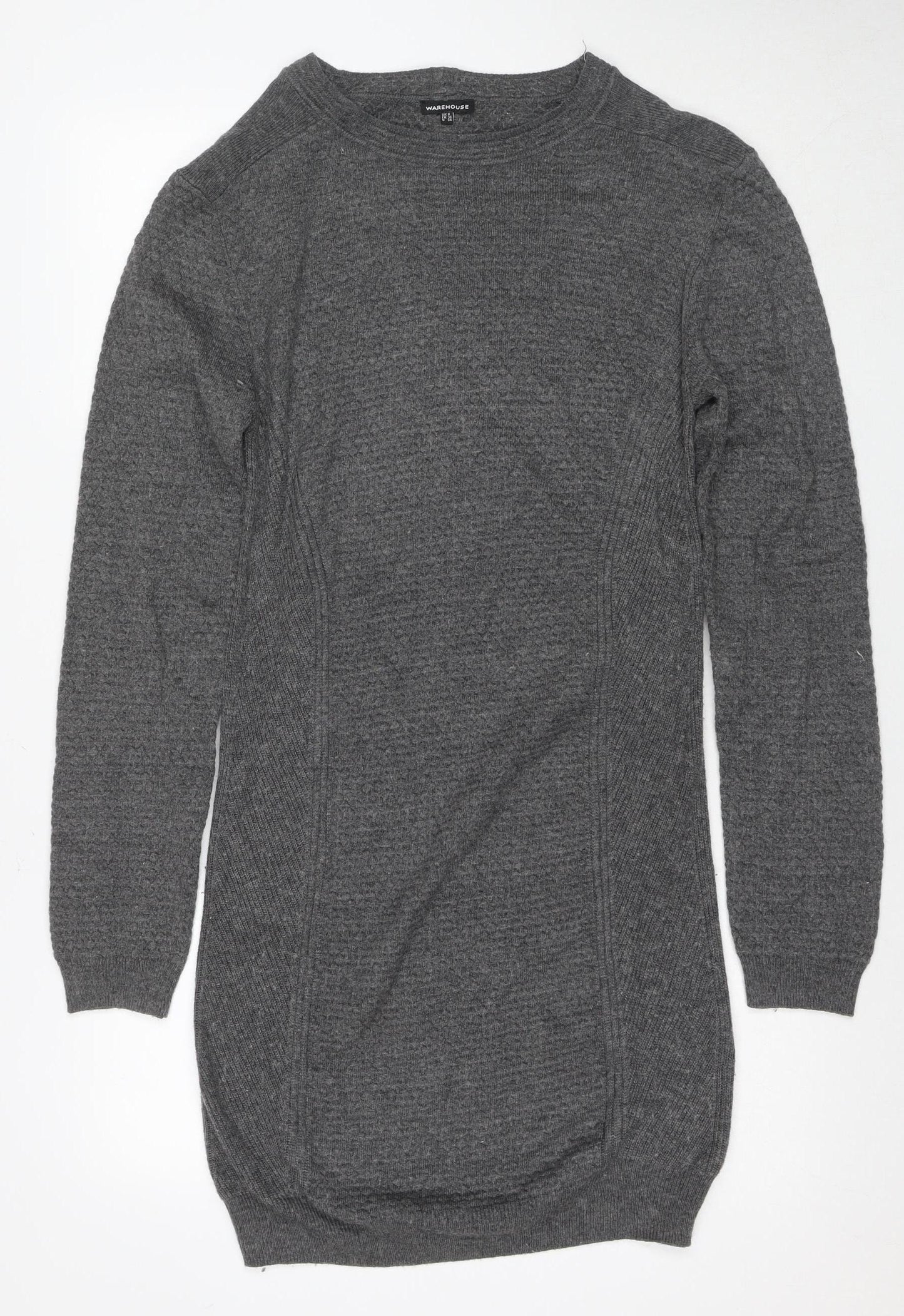 Warehouse Women's Grey Wool Jumper Dress Size 8