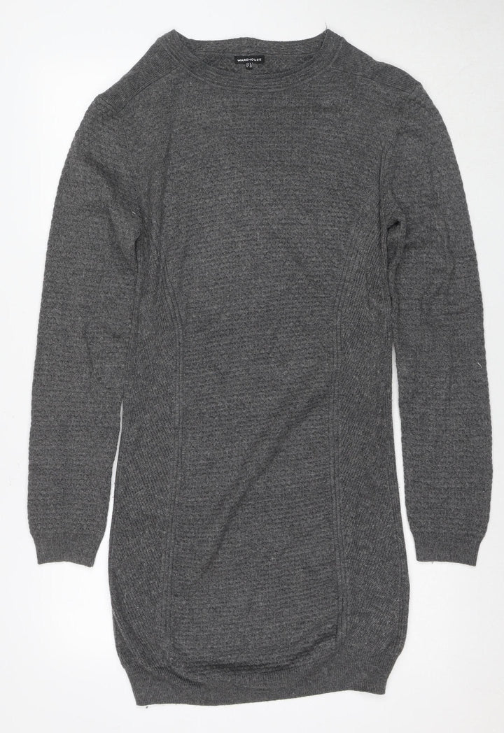 Warehouse Women's Grey Wool Jumper Dress Size 8