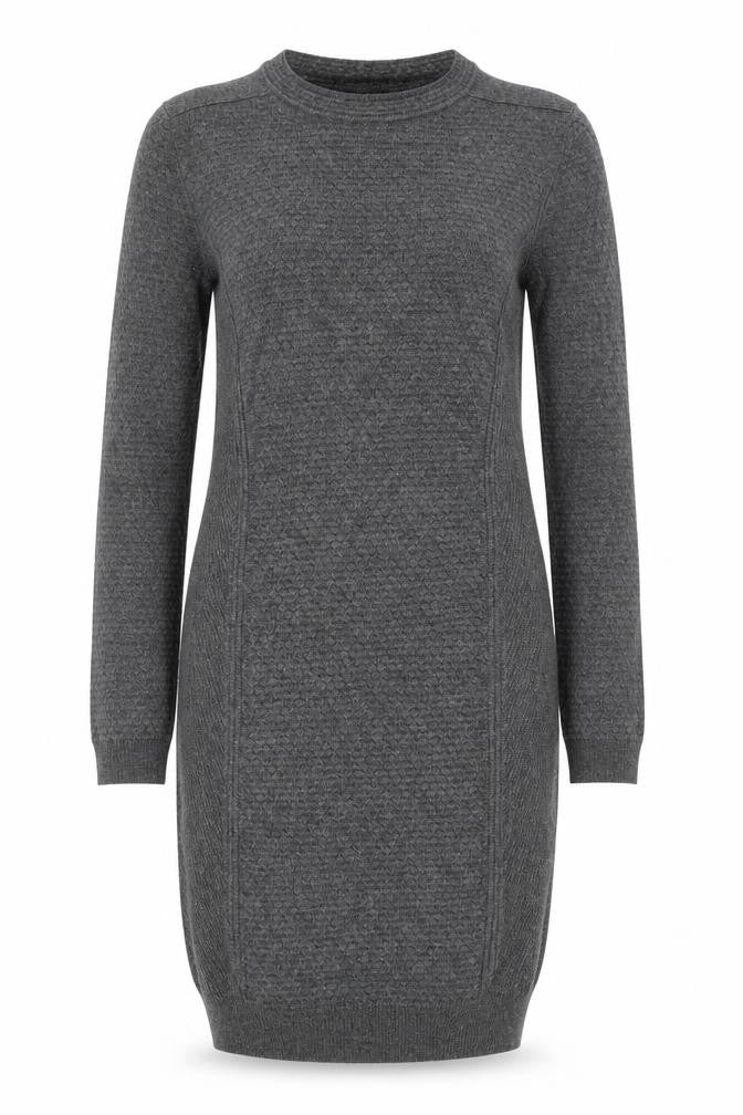 Front view of Warehouse Women's Grey Wool Jumper Dress, size 8