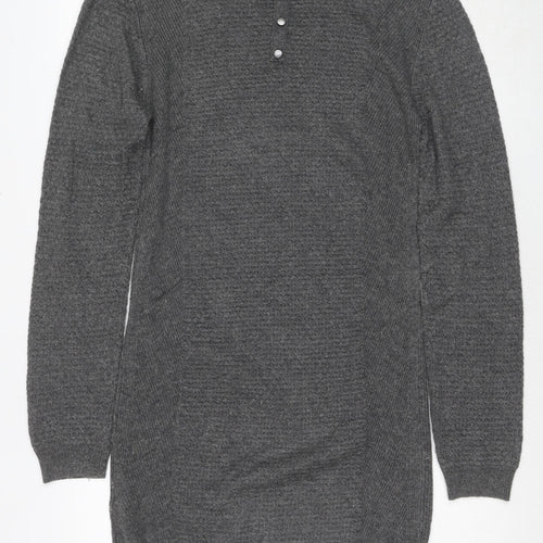 Warehouse Women's Grey Wool Jumper Dress Size 8